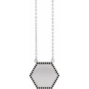 14K 1/10 CTW Natural Black Diamond Hexagon 18" Necklace
