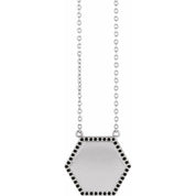 14K 1/10 CTW Natural Black Diamond Hexagon 16" Necklace