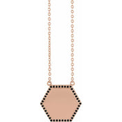 14K 1/10 CTW Natural Black Diamond Hexagon 18" Necklace