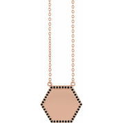 14K 1/10 CTW Natural Black Diamond Hexagon 16" Necklace