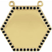 14K 1/10 CTW Natural Diamond and Black Diamond Hexagon Necklace Center