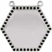 14K 1/10 CTW Natural Diamond and Black Diamond Hexagon Necklace Center