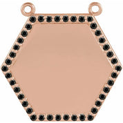 14K 1/10 CTW Natural Diamond and Black Diamond Hexagon Necklace Center