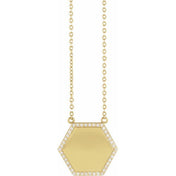 14K 1/10 CTW Natural Diamond Hexagon 16" Necklace