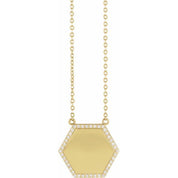 14K 1/10 CTW Natural Diamond Hexagon 16" Necklace
