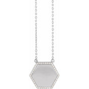 14K 1/10 CTW Natural Diamond Hexagon 18" Necklace
