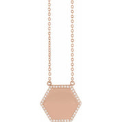 14K 1/10 CTW Natural Diamond Hexagon 16" Necklace