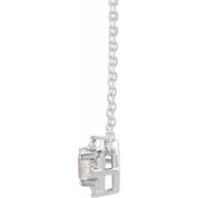 Sterling Silver Lab-Grown White Sapphire & .04 CTW Natural Diamond Halo-Style 18" Necklace