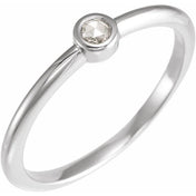 14K White 1/10 CT Rose-Cut Natural Diamond Stackable Ring - Elegant Jewelry by [Brand Name]