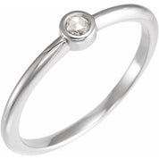 Sterling Silver 3/4 CT Rose-Cut Natural Diamond Stackable Ring