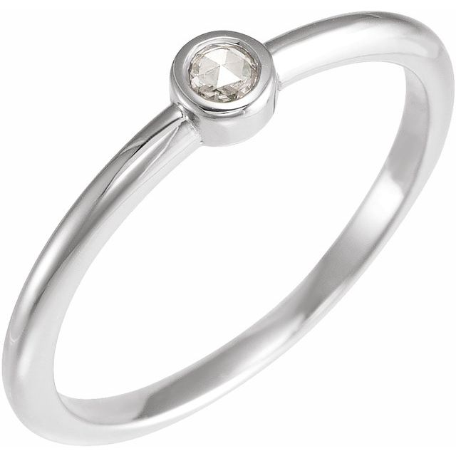 Sterling Silver 3/4 CT Rose-Cut Natural Diamond Stackable Ring
