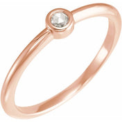 14K Rose .03 CT Rose-Cut Natural Diamond Stackable Ring