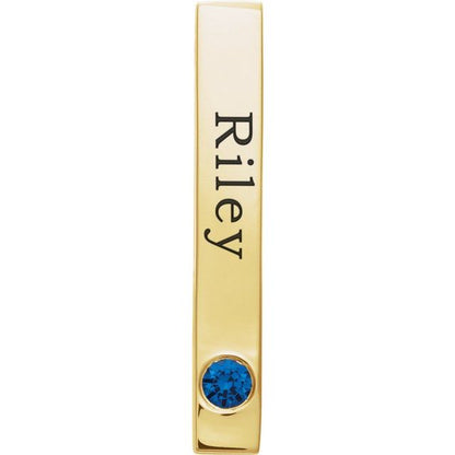 Custom Engravable Vertical Bar Pendant with Gemstones