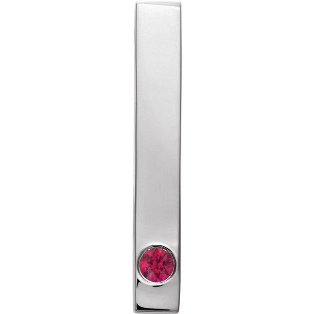 Custom Engravable Vertical Bar Pendant with Gemstones