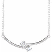 14K Lab-Grown Diamond Two-Stone, French-Set Bar, and Bar Necklace in 16-18" Length