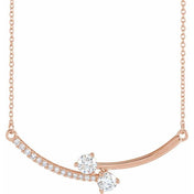 14K Lab-Grown Diamond Two-Stone, French-Set Bar, and Bar Necklace in 16-18" Length