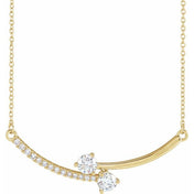 14K Lab-Grown Diamond Two-Stone, French-Set Bar, and Bar Necklace in 16-18" Length