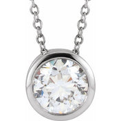 14K 3/4 CT Lab-Grown Diamond Solitaire Necklace 16-18" Adjustable Chain