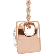 14K 3/4 CT Lab-Grown Diamond Solitaire Necklace 16-18" Adjustable Chain