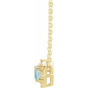 14K Yellow Natural Sky Blue Topaz & .04 CTW Natural Diamond Halo-Style 18" Necklace