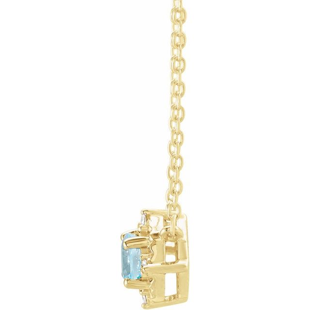 14K Yellow Natural Sky Blue Topaz & .04 CTW Natural Diamond Halo-Style 18" Necklace