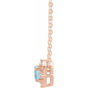 14K Rose Natural Sky Blue Topaz & .04 CTW Natural Diamond Halo-Style 18" Necklace