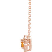 14K Rose Natural Citrine & .04 CTW Natural Diamond Halo-Style 18" Necklace