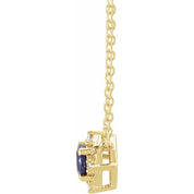 14K Yellow Lab-Grown Blue Sapphire & .04 CTW Natural Diamond Halo-Style 18" Necklace