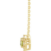 14K Yellow Natural Peridot & .04 CTW Natural Diamond Halo-Style 18" Necklace