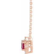 14K Rose Lab-Grown Ruby & .04 CTW Natural Diamond Halo-Style 18" Necklace
