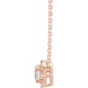 14K Rose Lab-Grown White Sapphire & .04 CTW Natural Diamond Halo-Style 18" Necklace