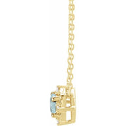 14K Yellow Natural Aquamarine & .04 CTW Natural Diamond Halo-Style 18" Necklace