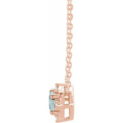 14K Rose Natural Aquamarine & .04 CTW Natural Diamond Halo-Style 18" Necklace