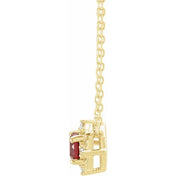 14K Yellow Natural Mozambique Garnet & .04 CTW Natural Diamond Halo-Style 18" Necklace