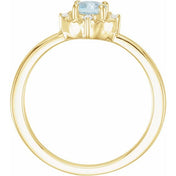 14K Yellow Natural Sky Blue Topaz & .04 CTW Natural Diamond Halo-Style Ring