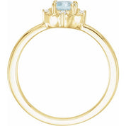 14K Yellow Natural Sky Blue Topaz & .04 CTW Natural Diamond Halo-Style Ring