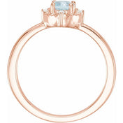 14K Rose Natural Sky Blue Topaz & .04 CTW Natural Diamond Halo-Style Ring