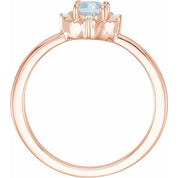 14K Rose Natural Sky Blue Topaz & .04 CTW Natural Diamond Halo-Style Ring