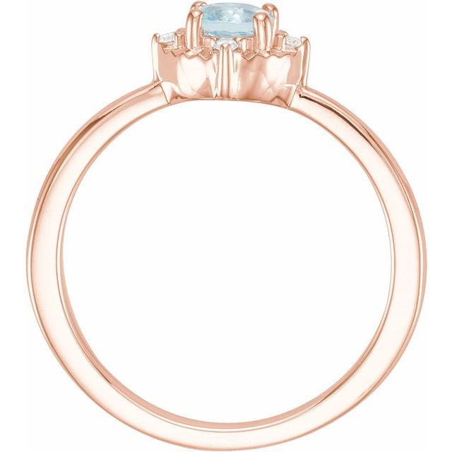 14K Rose Natural Sky Blue Topaz & .04 CTW Natural Diamond Halo-Style Ring