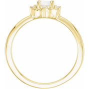 14K Yellow Lab-Grown White Opal & .04 CTW Natural Diamond Halo-Style Ring