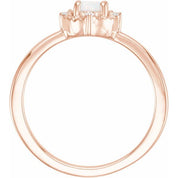 14K Rose Lab-Grown White Opal & .04 CTW Natural Diamond Halo-Style Ring