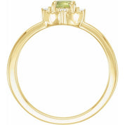 14K Yellow Natural Peridot & .04 CTW Natural Diamond Halo-Style Ring