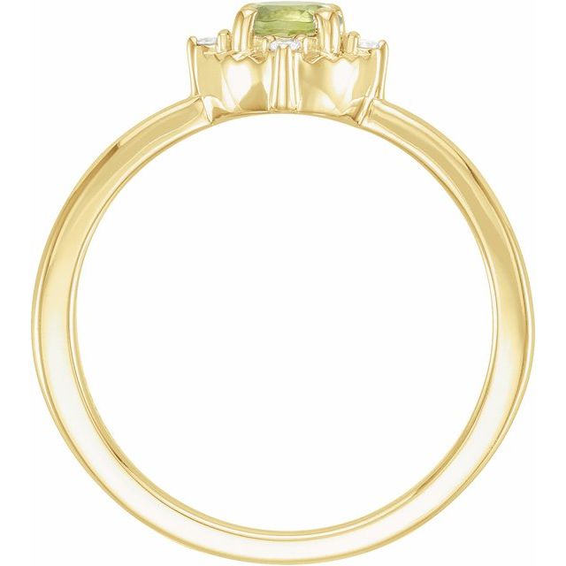 14K Yellow Natural Peridot & .04 CTW Natural Diamond Halo-Style Ring