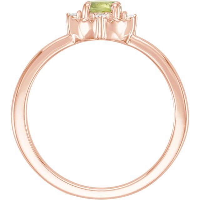 14K Rose Natural Peridot & .04 CTW Natural Diamond Halo-Style Ring