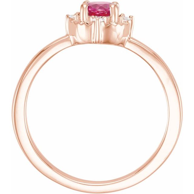 14K Rose Lab-Grown Ruby & .04 CTW Natural Diamond Halo-Style Ring
