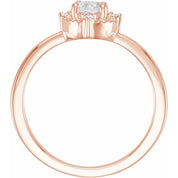 14K Rose Lab-Grown White Sapphire & .04 CTW Natural Diamond Halo-Style Ring
