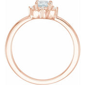 14K Rose Natural Aquamarine & .04 CTW Natural Diamond Halo-Style Ring