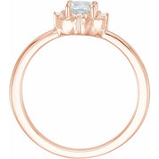 14K Rose Natural Aquamarine & .04 CTW Natural Diamond Halo-Style Ring