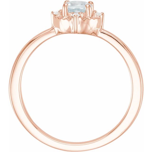 14K Rose Natural Aquamarine & .04 CTW Natural Diamond Halo-Style Ring