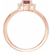 14K Rose Natural Mozambique Garnet & .04 CTW Natural Diamond Halo-Style Ring